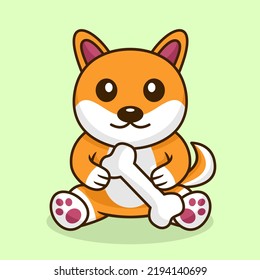 Vector premium illustration of cute dog carrying a bone