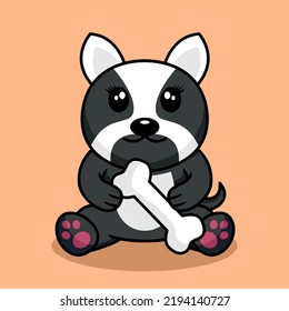 Vector premium illustration of cute dog carrying a bone