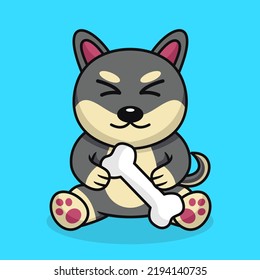 Vector premium illustration of cute dog carrying a bone