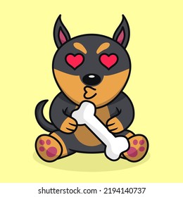 Vector premium illustration of cute dog carrying a bone