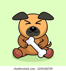 Vector premium illustration of cute dog carrying a bone