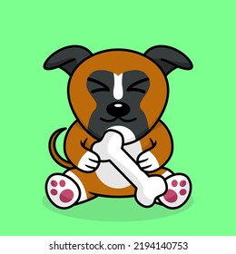 Vector premium illustration of cute dog carrying a bone