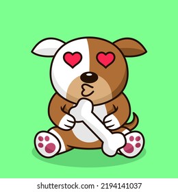 Vector premium illustration of cute dog carrying a bone