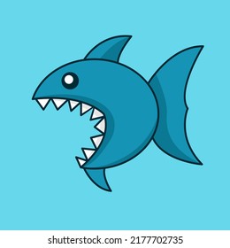 Vector premium illustration of cute shark swimming