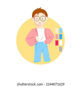 vector premium l flat outfit vector boy with sweeter and white background. illustration flat.