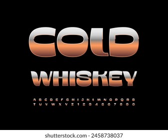 Vector premium label Cold Whiskey. Modern Gold Font. Trendy Stylish Alphabet Letters and Numbers set.