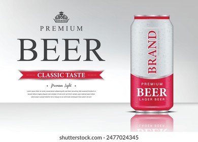 The vector of Premium Lager Beer Can With Classic Taste advertising poster