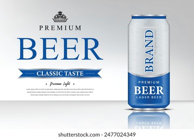 The vector of Premium Lager Beer Can With Classic Taste advertising poster