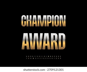 Prêmio Vetor Premium para Campeões de Logotipos. Exclusivo Chic Golden Font. Moda Elite Alfabeto Letras e Números conjunto.