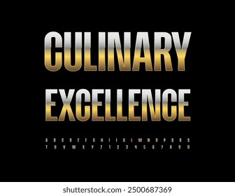 Vector premium logo Culinary Excellence. Elite Gold Font. Artistic Alphabet Letters and Numbers set.