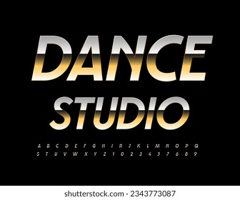 Vector premium logo Dance Studio. Artistic Golden Font. Stylish Alphabet Letters and Numbers
