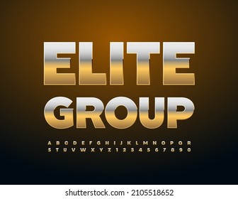 Vector Premium Logo Elite Group. Elegant Metallic Font. Golden Alphabet Letters And Numbers