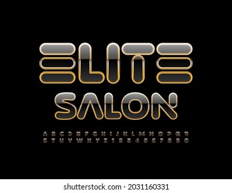 Logotipo de Vector Premium Elite Salon. Fuente creativa moderna. Letras y números de alfabeto negro y oro