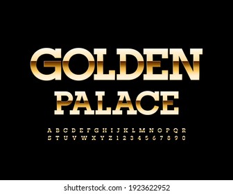 Logo de la marca Vector Golden Palace. Letra brillante elite. Conjunto de letras y números de alfabeto moderno y elegante