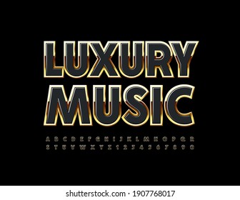 Vector premium logo Luxury Music. Elite style Font. Chic Alphabet Letters and Numbers set