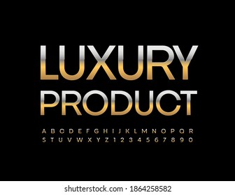 Logotipo Vector premium Producto de lujo. Elegante fuente dorada. Letras y números de alfabeto metálico chic