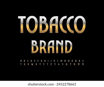 Vector premium logo Tobacco Brand. Elegant metallic Font. Golden Alphabet Letters and Numbers set.