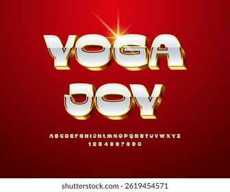 Vector Premium Logo Yoga Joy. Mode 3D Schriftart. Chic stylische Buchstaben und Zahlen Satz Alphabet.