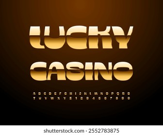 Logotipo premium de Vector Lucky Casino. Fuente de oro de lujo. Conjunto de letras y números de alfabeto de élite. 