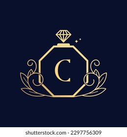 Logotipo de perfume de lujo Vector Premium