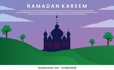 vector premium night background design welcomes the month of ramadan