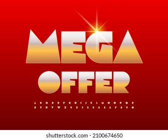 Vector premium Poster Mega Sale. Trendy Golden Font. Chic Alphabet Letters and Numbers set