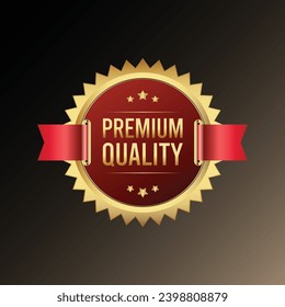 Vector premium quality 3 stars badge flat gold design

