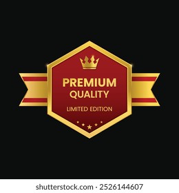 Vector premium quality 5 stars badge flat gold design