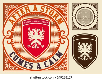 vector. Premium Quality Card. Baroque ornaments and floral details. Old paper texture background.  Organized by layers