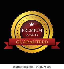 vector premium quality product with gold ribbon on black background
