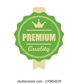 Vector : "Premium quality"vintage green label with ribbon.