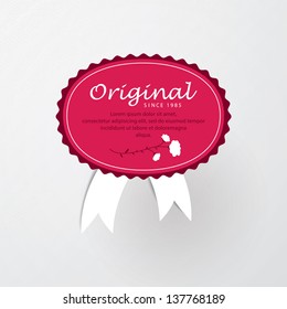 Vector premium rating ribbon. Simple, clean ribbon for presentation, product cover or website. Vintage, luxury feel.