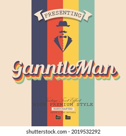 Estilo gráfico de texto vectorial premium retro y vintage para ilustrador