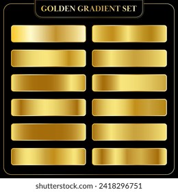 conjunto de gramíneas vectoriales de gradientes dorados. Colección de conjunto metálico de color gradiente dorado