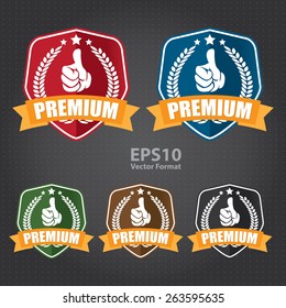 vector : premium shield, ribbon, sticker, sign, stamp, icon, label