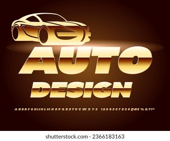 Vector premium sign Auto Design. Elite Golden Font. Modern Luxury Alphabet Letters and Numbers set