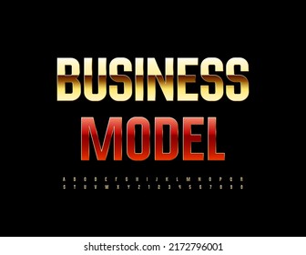 Vector premium Sign Business Model. Elegant Golden Font. Luxury Alphabet Letters and Numbers set