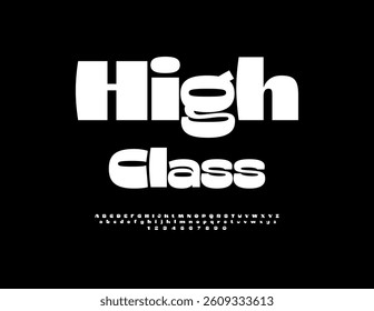 Vector Premium sign High Class. Modern Fashion Font. Trendy Elegant Alphabet Letters and Numbers set.