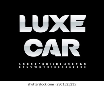 Vector premium Sign Luxe Car. Elegant White Font. Chic Alphabet Letters and Numbers