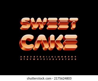 Señal de Vector premium Pastel dulce. Golden 3D Font. El conjunto de las letras y números de los alfabetos de lujo. 