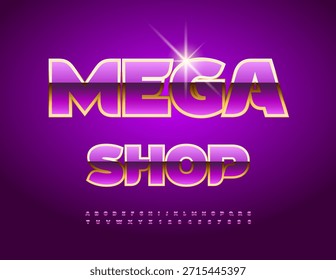 Vetor Premium signboard Mega Shop. Trendy Awesome Font. Conjunto de letras e números do alfabeto chique
