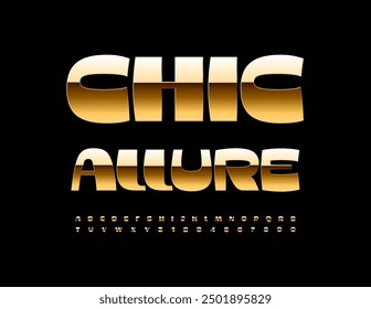 Vector premium template Chic Allure. Luxury Golden Font. Stylish Alphabet Letters and Numbers set.