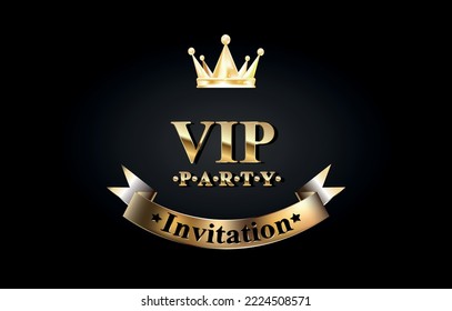 Vector Premium VIP party invitation card with gold elements and crown