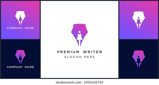 Vector of premium writer logo dan icon design template, can be used in various media easily, editable