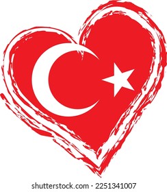 Vector prepared and cleaned Heart shaped Turkey flag