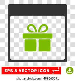Vector Present Box Calendar Page EPS vector pictograph. Illustration style is flat iconic bicolor eco green and gray symbol on a transparent background.