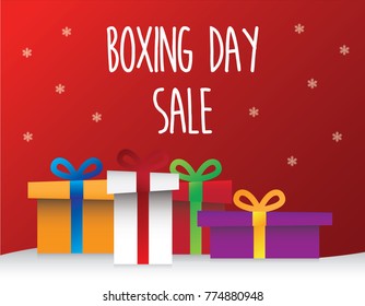 vector of present boxes with boxing day sale concept