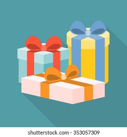 Vector present boxes, flat design