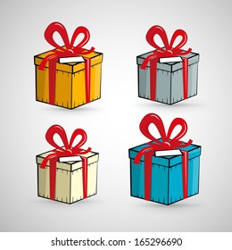 Vector Present Boxes Isolated on White Background 