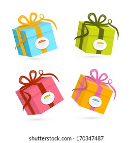 Vector Present Boxes Isolated on White Background 